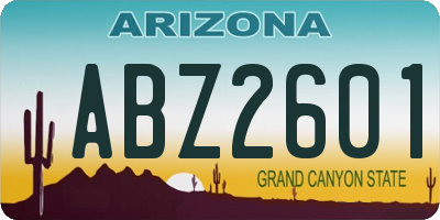 AZ license plate ABZ2601