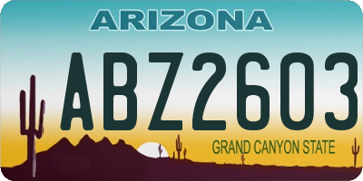 AZ license plate ABZ2603