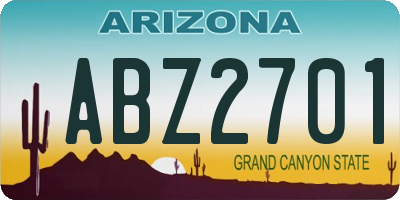 AZ license plate ABZ2701