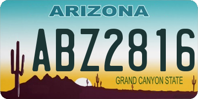 AZ license plate ABZ2816