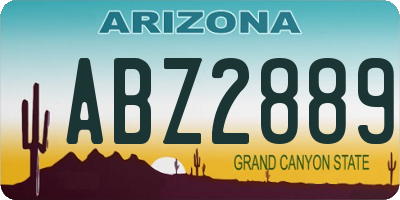 AZ license plate ABZ2889