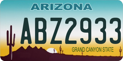 AZ license plate ABZ2933
