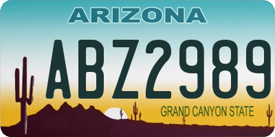 AZ license plate ABZ2989