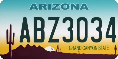 AZ license plate ABZ3034