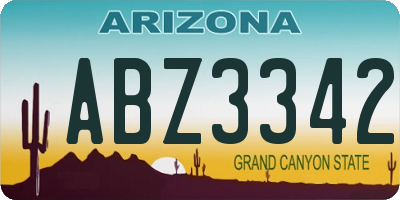 AZ license plate ABZ3342