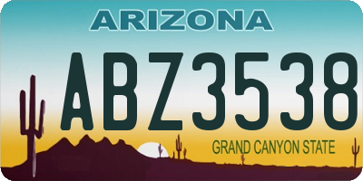 AZ license plate ABZ3538