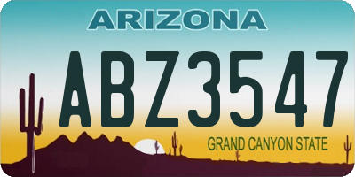AZ license plate ABZ3547