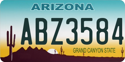 AZ license plate ABZ3584