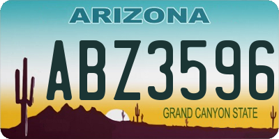 AZ license plate ABZ3596
