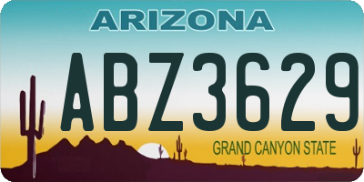 AZ license plate ABZ3629