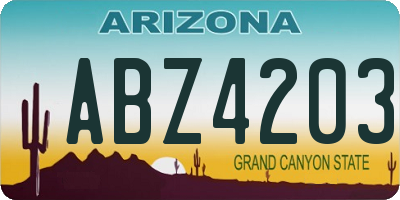 AZ license plate ABZ4203