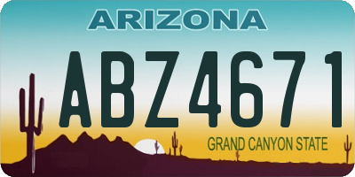AZ license plate ABZ4671