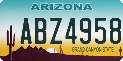 AZ license plate ABZ4958