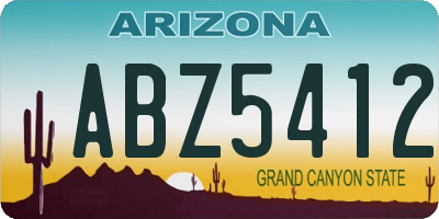 AZ license plate ABZ5412