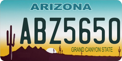 AZ license plate ABZ5650