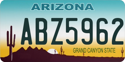 AZ license plate ABZ5962
