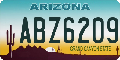 AZ license plate ABZ6209