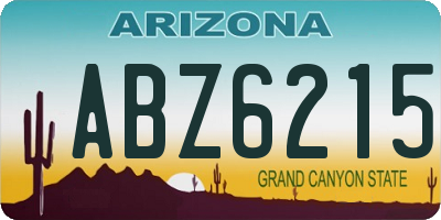AZ license plate ABZ6215