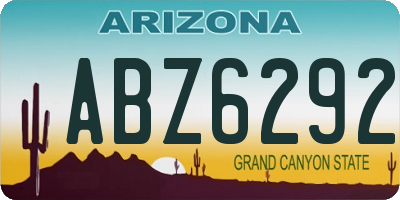 AZ license plate ABZ6292