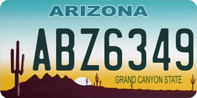 AZ license plate ABZ6349