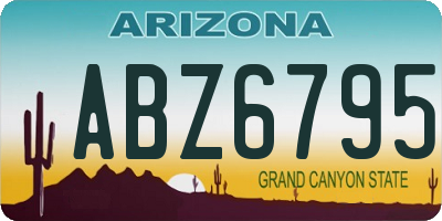 AZ license plate ABZ6795