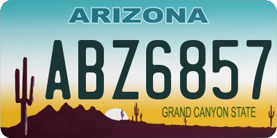 AZ license plate ABZ6857