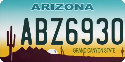 AZ license plate ABZ6930