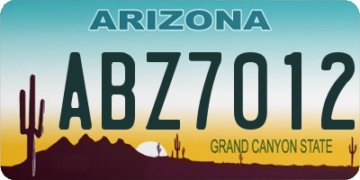 AZ license plate ABZ7012