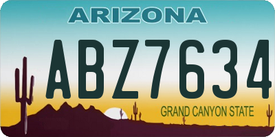 AZ license plate ABZ7634