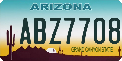 AZ license plate ABZ7708