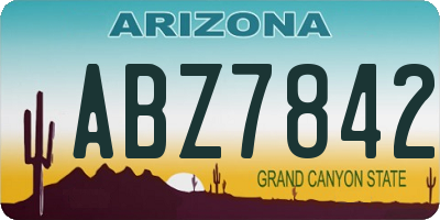 AZ license plate ABZ7842
