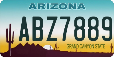 AZ license plate ABZ7889
