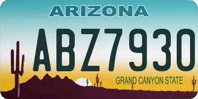 AZ license plate ABZ7930