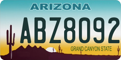 AZ license plate ABZ8092
