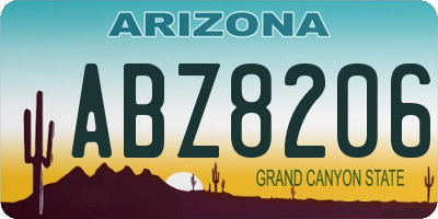 AZ license plate ABZ8206