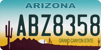 AZ license plate ABZ8358