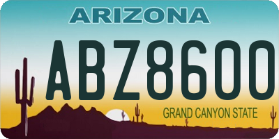 AZ license plate ABZ8600