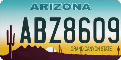 AZ license plate ABZ8609