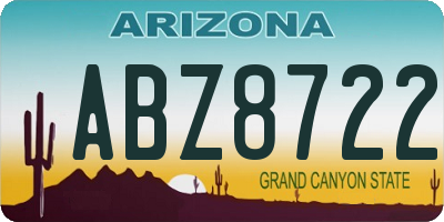 AZ license plate ABZ8722