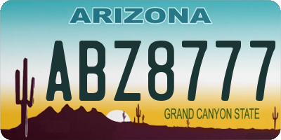 AZ license plate ABZ8777