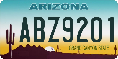 AZ license plate ABZ9201
