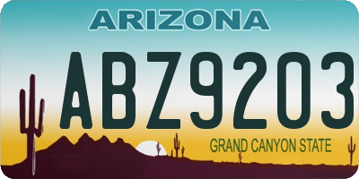 AZ license plate ABZ9203
