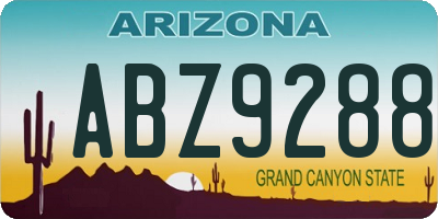 AZ license plate ABZ9288