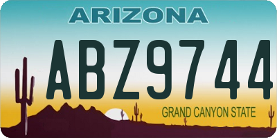 AZ license plate ABZ9744