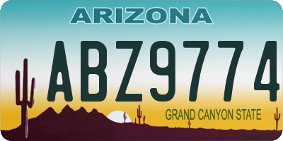 AZ license plate ABZ9774