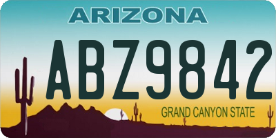 AZ license plate ABZ9842