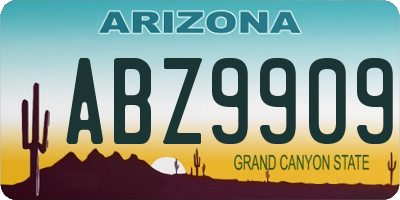 AZ license plate ABZ9909