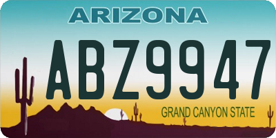 AZ license plate ABZ9947
