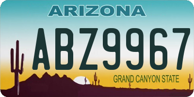AZ license plate ABZ9967