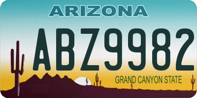 AZ license plate ABZ9982